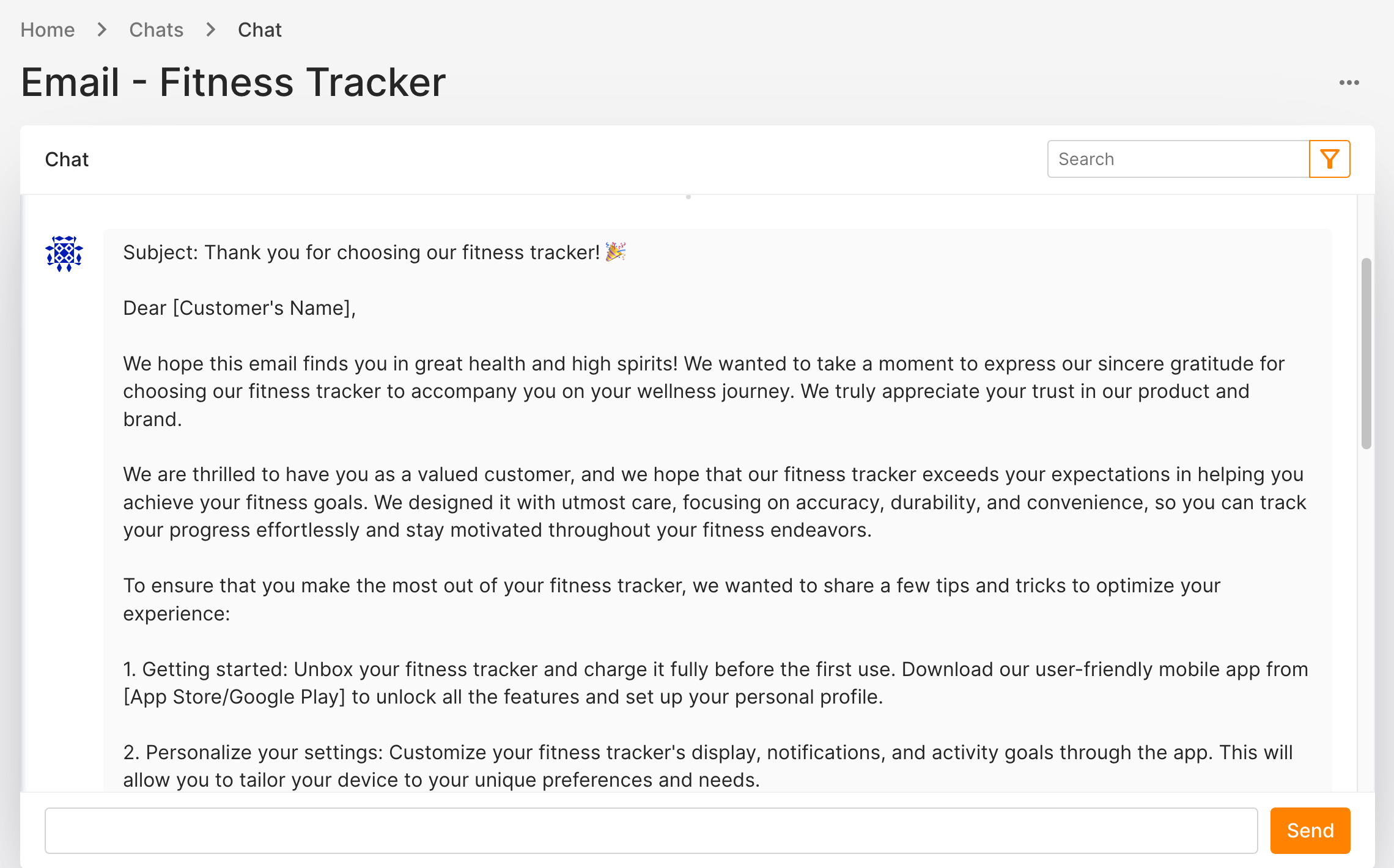 New Chat - Personalized Email - Fitness Tracker 3